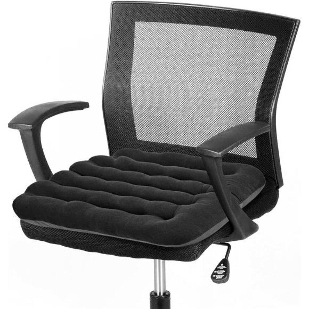 Office chair cushion soft velvet seat pad non slip comfort support black